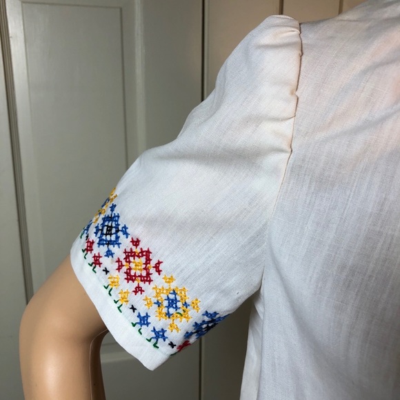 Vintage Embroidered Peasant Blouse Sz S/M - Picture 4 of 5